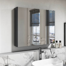 Load image into Gallery viewer, Black 3x Door Mirrored Bathroom Cabinet 700/900x700mm