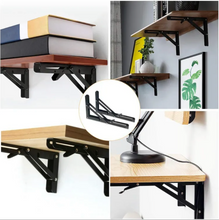 Load image into Gallery viewer, Folding table Wall Mounted Stainless Steel Folding Triangle Shelf Pair