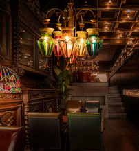 Load image into Gallery viewer, Turkish/moroccan Style Pendant Lamp Brass and Glass