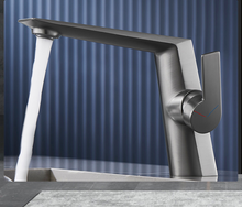 Load image into Gallery viewer, Brass Basin Faucet Single Handle Hole Black Chrome Bathroom Cold Hot Water Mixer