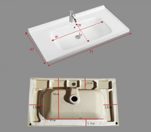 Load image into Gallery viewer, Ceramic Cabinet Basin - Rectangle Series 700-1200mm White water proof rim design