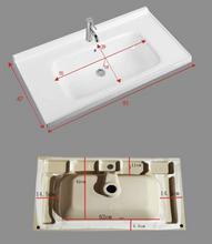 Load image into Gallery viewer, Ceramic Cabinet Basin - Rectangle Series 700-1200mm White water proof rim design