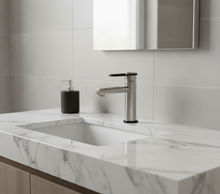 Load image into Gallery viewer, Aquatica Link Basin Mixer Brushed Nickel with Black Trim