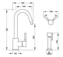 Load image into Gallery viewer, Aquatica Zento Sink Mixer with Separate Hob-Mounted Pullout Spray Chrome