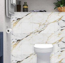 Load image into Gallery viewer, 10pcs of PVC golden grey wall tiles sticker -30x30 cm