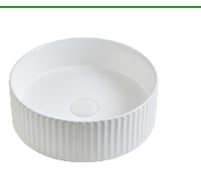 Load image into Gallery viewer, Round 360mm Fluted Matte Black Counter Top Basin White/ Black 3601