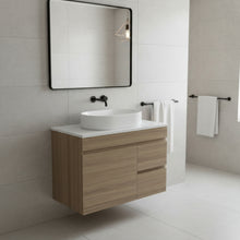 Load image into Gallery viewer, Vanity - Heron Series Quartz Stone Counter Top Set- Wooden Colour