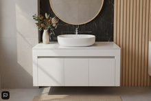 Load image into Gallery viewer, Wall Hung Bathroom Vanity - Gloss White 1200mm Marble Stone Counter Top