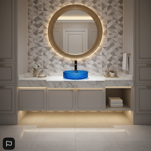Load image into Gallery viewer, Modern Crystal Basin Wash Glass Sink - Blue Glass