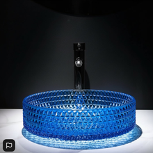 Load image into Gallery viewer, Modern Crystal Basin Wash Glass Sink - Blue Glass