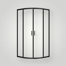 Load image into Gallery viewer, ZENITH ROUND FRONT SHOWER GLASS - twin sliding doors - Black Frame 1950mm