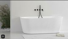 Load image into Gallery viewer, Freestanding Bath Tub Acrylic Back To Wall Curved 1500/1700mm