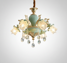 Load image into Gallery viewer, Modern Chandeliers Candelabra Stained Glass Lamp Shade Flower Chandelier French Crystal Chandelier