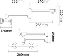 Load image into Gallery viewer, Wall Mounted Three Handle Double Joints Free Rotating Kitchen Sink Faucet