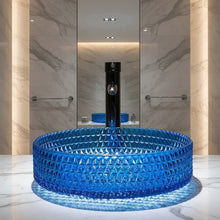 Load image into Gallery viewer, Modern Crystal Basin Wash Glass Sink - Blue Glass
