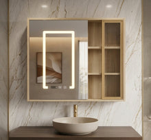 Load image into Gallery viewer, Led mirror cabinet wall-mounted Grain Wood 600/750mm