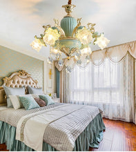 Load image into Gallery viewer, Modern Chandeliers Candelabra Stained Glass Lamp Shade Flower Chandelier French Crystal Chandelier