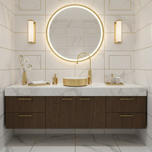 Load image into Gallery viewer, Luxury Brushed Gold Round Ceramic Bathroom Basin Countertop G95