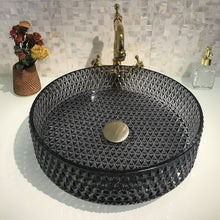 Load image into Gallery viewer, Modern Crystal Basin Wash Glass Sink - Black Glass