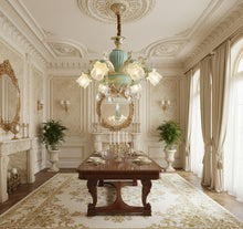 Load image into Gallery viewer, Modern Chandeliers Candelabra Stained Glass Lamp Shade Flower Chandelier French Crystal Chandelier