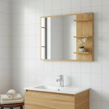 Load image into Gallery viewer, Wooden Bathroom Mirror with Built-In Shelving 800x600mm