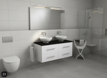Load image into Gallery viewer, Double basins bathroom vanity cabinet with engeering stone top