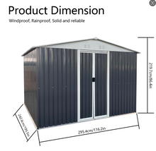 Load image into Gallery viewer, Sliding Door Gable Roof Shed - L2954xD2426xH2196