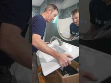 Load and play video in Gallery viewer, Wall Hung Bathroom Vanity - Matt White 700/900/1200mm Black Marble Stone Counter Top