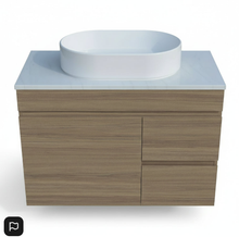 Load image into Gallery viewer, Vanity - Heron Series Quartz Stone Counter Top Set-  Wooden Colour
