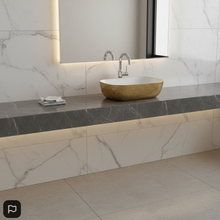 Load image into Gallery viewer, Luxury Brushed Gold Round Ceramic Bathroom Basin Countertop 402
