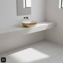 Load image into Gallery viewer, Luxury Brushed Gold Round Ceramic Bathroom Basin Countertop 402
