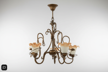 Load image into Gallery viewer, Decorative French Metal Uplighter Chandelier With Frosted Shades
