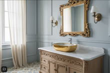 Load image into Gallery viewer, Luxury Brushed Gold Round Ceramic Bathroom Basin Countertop 2261
