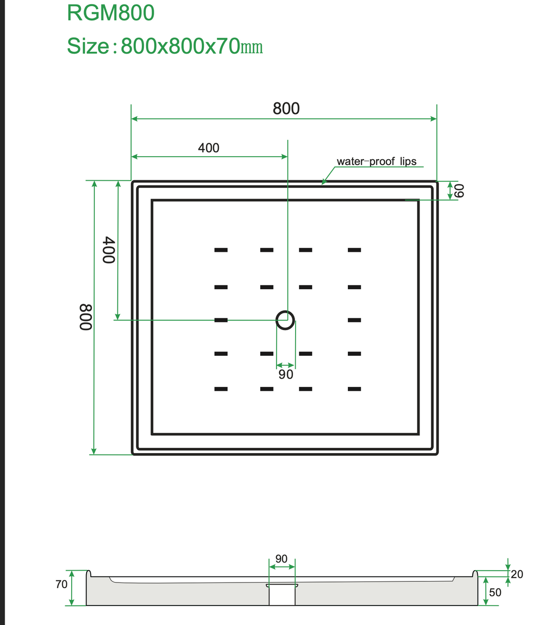 Shower Tray - Square Series Center / Corner Hole Option