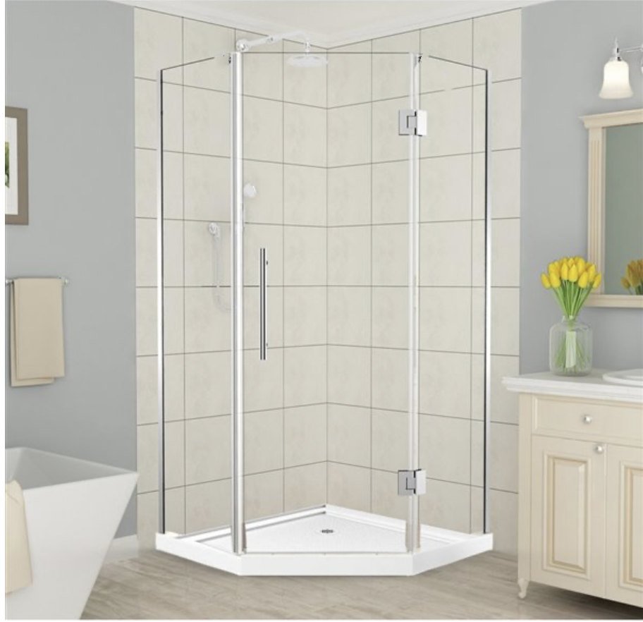 Shower Glass - Angle Series Set Panel 10mm Chrome