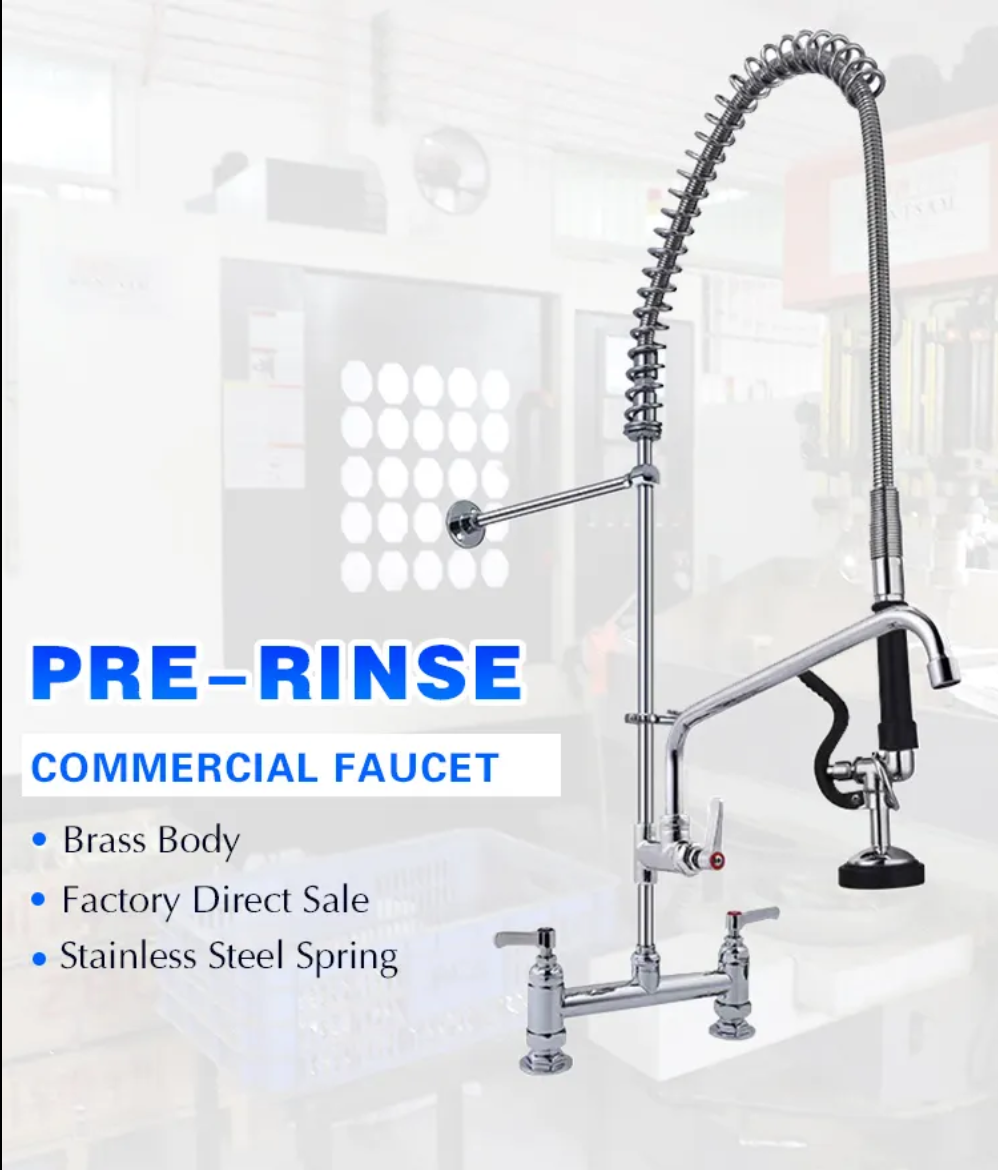 Pre Rinse Faucet Commercial Pull Down Brass Double Handles Pre Rinse Faucet