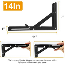 Load image into Gallery viewer, Folding table Wall Mounted Stainless Steel Folding Triangle Shelf Pair
