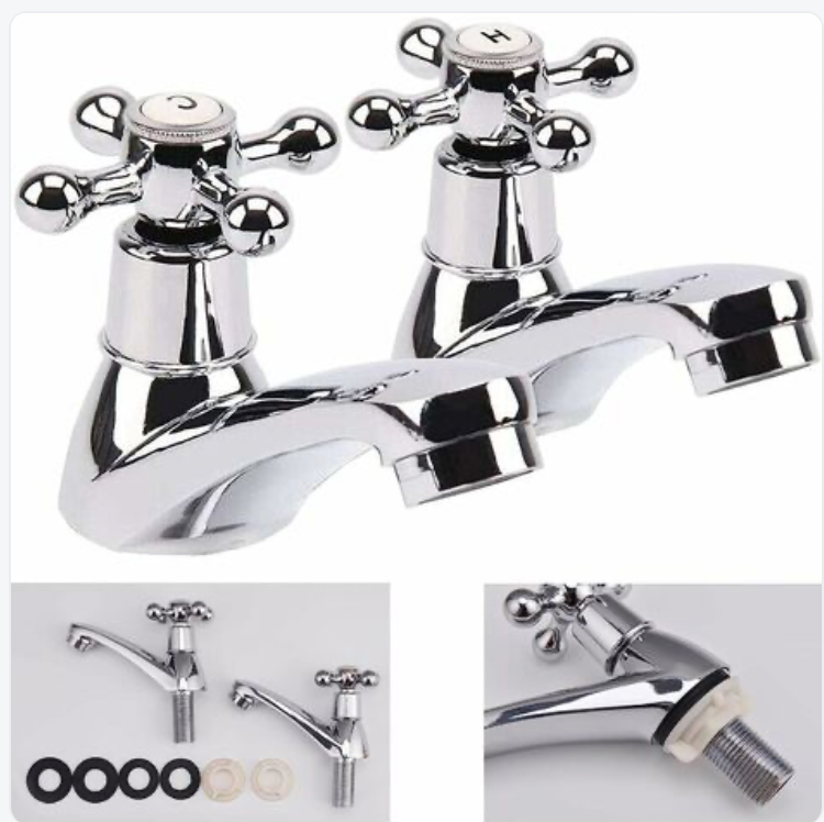 Pair Traditional Double Basin Taps for Kitchen Basin Sink