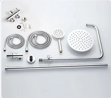 Load image into Gallery viewer, 2 In 1 Shower Combination Dual Hose Rain Metal Head - Black/Chrome
