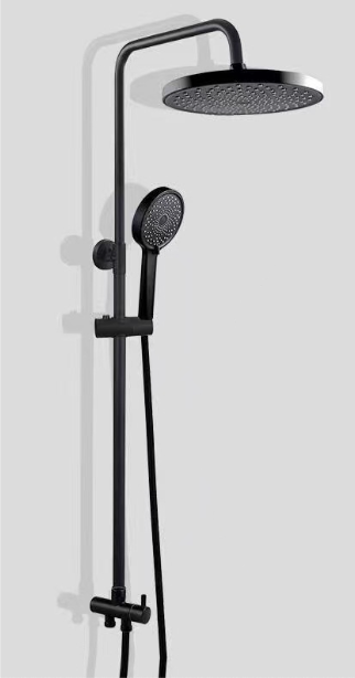 2 In 1 Shower Combination Dual Hose Rain Metal Head - Black/Chrome