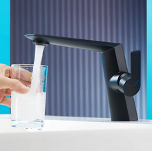 Load image into Gallery viewer, Brass Basin Faucet Single Handle Hole Black Chrome Bathroom Cold Hot Water Mixer
