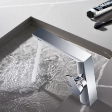 Load image into Gallery viewer, Brass Basin Faucet Single Handle Hole Black Chrome Bathroom Cold Hot Water Mixer
