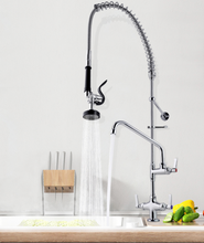 Load image into Gallery viewer, Pre Rinse Faucet Commercial Pull Down Brass Double Handles Pre Rinse Faucet
