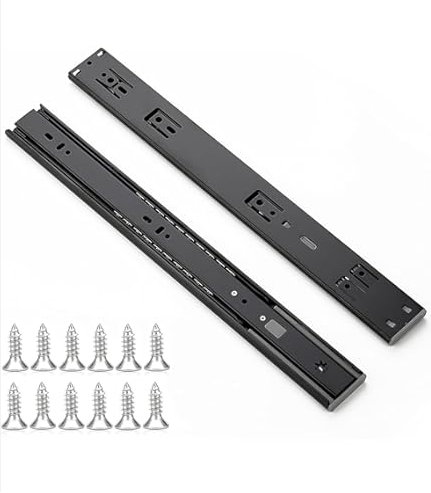 Drawer Rail Slide Rail Slideway Mute Three-Section Rail 30/35CM Black