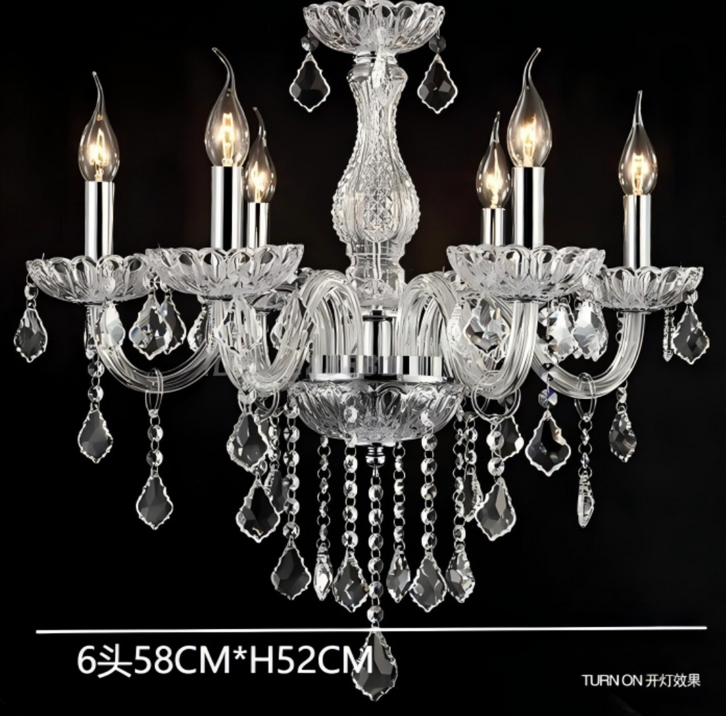 Clear Chandelier Living Room Crystal Ceiling Lamp LED 6 lights
