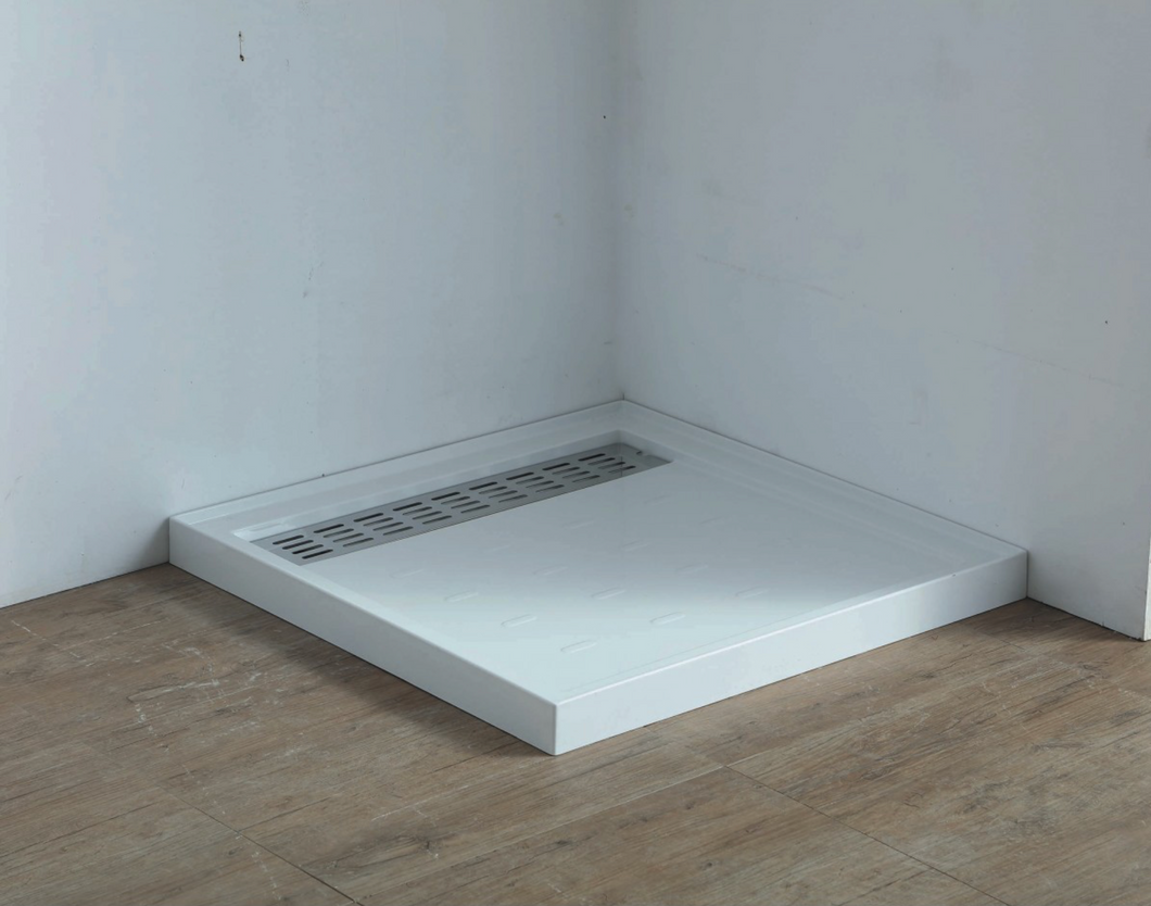 Shower Tray - High Flow Waste & Stainless Steel Grate Cover 1000x1000mm - S10 Corner