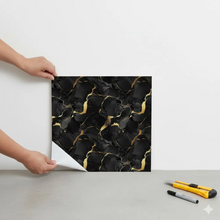 Load image into Gallery viewer, 10pcs of PVC golden black wall tiles sticker  -30x30 cm
