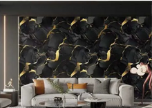 Load image into Gallery viewer, 10pcs of PVC golden black wall tiles sticker  -30x30 cm
