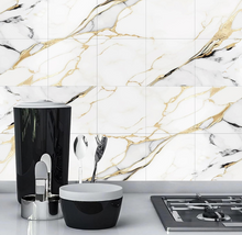 Load image into Gallery viewer, 10pcs of PVC golden grey  wall tiles sticker  -30x30 cm
