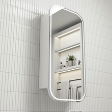 Load image into Gallery viewer, Frameless LED Shaving Cabinet Matte White 90cm x 60cm
